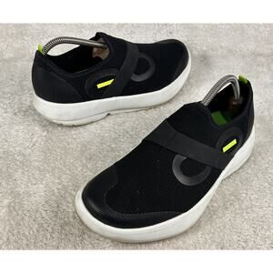 OOFOS OOmg Low Mesh Mens Size 8 Shoes Black White Recovery Comfort Slip On